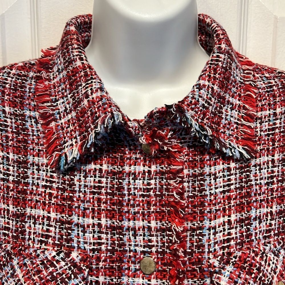 C&A Red Multicoloured Tweed European‎ Jacket Shacket Size EU 36 US M/L - Picture 2 of 16